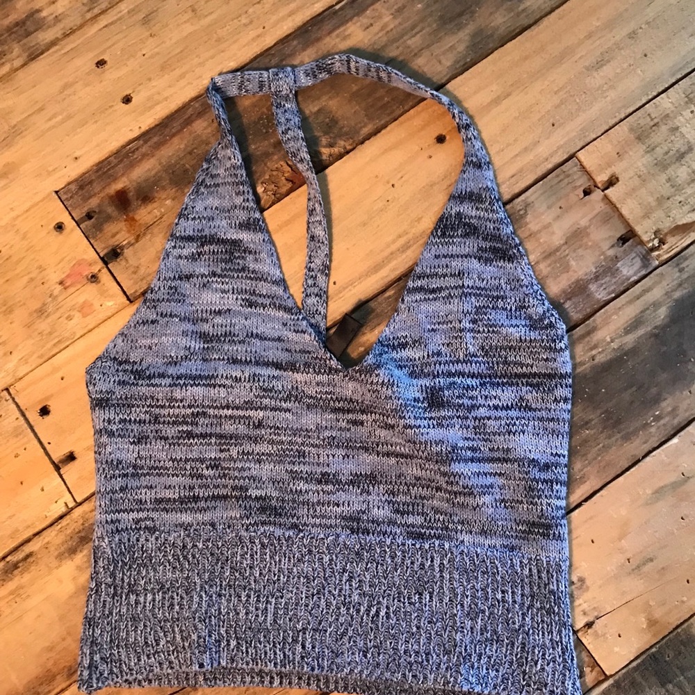 Blue sweater crop top